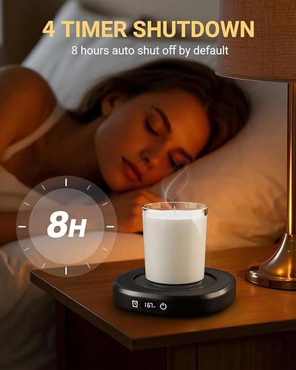 Coffee Mug Warmer & Simple Pure Black Mug Set, Electric Cup Warmer with Auto Shut Off, 4 Temperature Setting Smart Beverage Warmer, 8-Hours Auto Shut Off (Simple Pure Black Mug)
