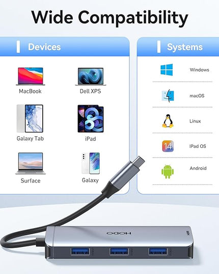 USB-C Hub Multiport Adapter for MacBook Air/Pro - 6 in 1 HDMI Dongle with 4K, USB 3.0 Ports, SD/TF Card Reader for MacBook m1/m2/m3/m4, Dell XPS, HP, Lenovo, Surface and Other Type-C Devices