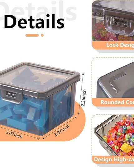 10-Pack Small Plastic Containers with Lids, Clear Stackable Storage Boxes & Bins Organizer for Bead Organizer, Craft Storage, Stickers, Jewelry & Small Items – Black Square Small