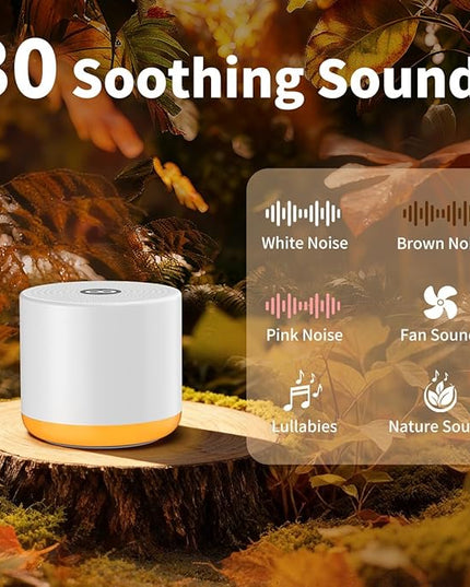 Portable White Noise Machine Mini Sound Machine with Light 30 Soothing Sounds Rechargeable for Adults Baby Kids Sleep Brown Noise Machine with Memory Function 4 Timers for Travel Camping Home Office