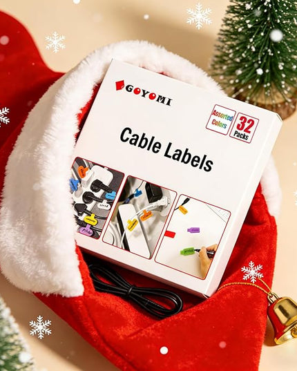 32 Pcs Cable Labels, Multi-Color Write On Cord Wire Label, Cable Tags for Electronics, Computers Cable Management and Identification, Assorted Colors, 1.2" x 0.63"