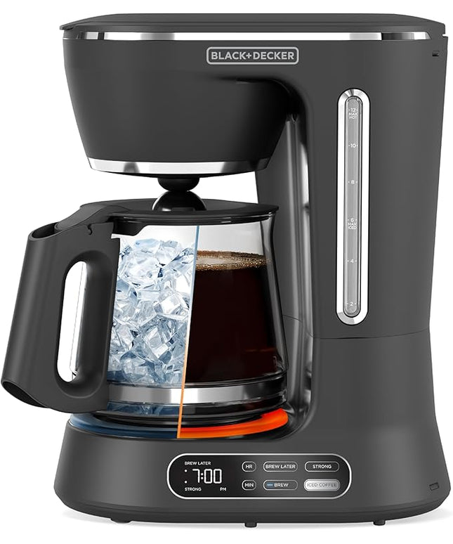 BLACK+DECKER Split Brew 12-Cup Digital Coffee Maker, CM0122, Iced or Hot Coffee, Programmable, Quick Touch, 4-Hour Keep Warm
