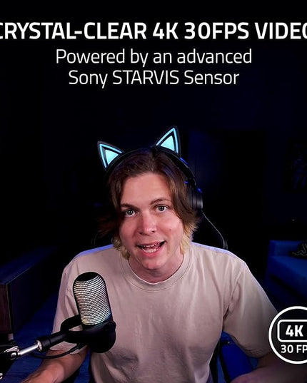 Razer Kiyo V2 Streaming Webcam: 4K 30 FPS, 1080p 60 FPS - AI Powered Auto-Framing - Built-in Microphone - Ultrawide Angle Lens - Privacy Cover - Works with OBS, Xsplit, Discord, Zoom, Teams - Black
