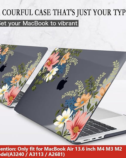 CISSOOK Compatible with MacBook Air 13.6 Inch Case 2025 2024 2023 2022, Plastic Hard Shell Case with Keyboard Cover for MacBook Air 13.6 M2 M3 M4 Chip A2681 A3113 A3240 Model, Retro Flower
