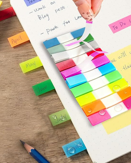 Sticky Tabs, 1000Pcs Transparent Pop Up Writable Colored Book Index Tab, Colorful Repositionable Page Markers Book Tabs for Books and Classify Files, Reading Notes, Teacher Supplies