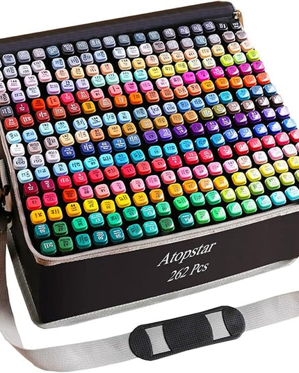 262 Colors Alcohol Markers for Artist Drawing - Dual Tip Art Markers for Adult Coloring Painting Supplies (262 Black Shell)