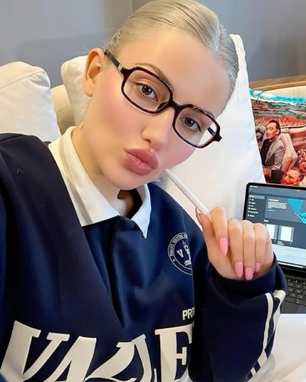 hnbliv Retro Rectangle Blue Light Blocking Glasses for Women 90s Fake Eyeglasses Y2K Fashion Computer Glasses Tortoise Frame