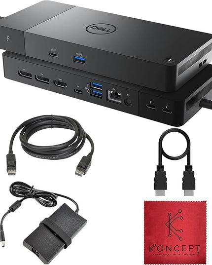WD22TB4 Dell Thunderbolt 4 Dock 40Gbps USB-C/USB A - Dell Docking Station Dual Monitor with 180W, HDMI & DisplayPort Cable - Supports 4K Displays & Upto 3 Monitors (Renewed)
