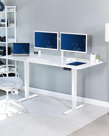 VIVO Electric Dry Erase 71 x 30 in Dual Motor Sit Stand Desk, Memory Height Adjustment, 2B Series, Whiteboard Top White Frame, DESK-KIT-2W7WE