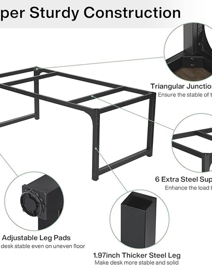 Tribesigns Modern Computer Desk, 63 x 31.5 inch Large Office Desk Computer Table Study Writing Desk Workstation for Home Office, Grey/Black