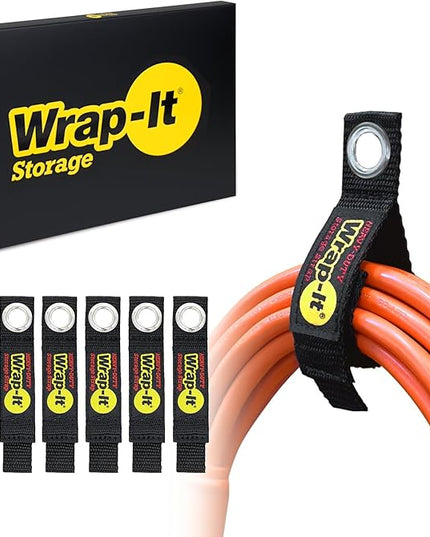 Heavy-Duty Wrap-It Storage Straps, 7-inch (6 Pack) - Hook and Loop Tool Cord Organizer, Extension Cord Hanger, Kitchen Cord Keeper, Cable Straps for Cords, Hoses, Rope, RV, and Garage Organization