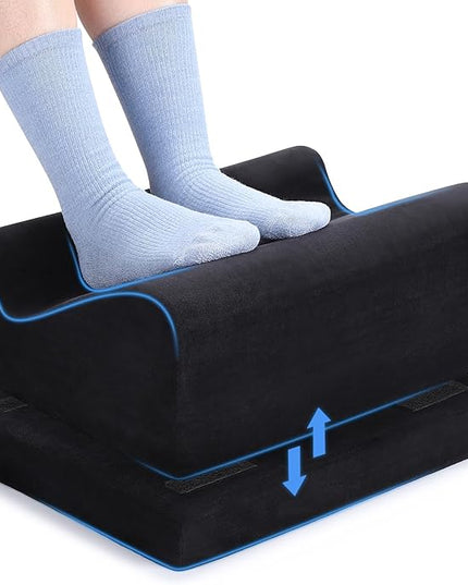 Ergonomic Foot Rest for Under Desk at Work, Multi-Angle Adjustable Height Under Desk Footrest for Office Gaming Chair, High-Density Foam Footstool Leg Elevation Pillow for Back Hip Knee Pain Relief
