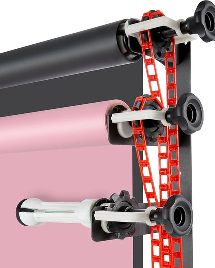 NEEWER Photography 4 Roller Wall Mounting Manual Background Support System with 2 x Four Fold Hook, 8 x Expand Bar, 4 x Chain, Load Capacity per Roller: 22lb/10kg