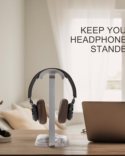 QinCoon Headphone Stand, Curved Headset Stand with Storage Tray, Gaming Headset Holder for AirPods Max, AirPods Max 2, AirPods, AirPods Pro, Beats, Bose, Sony and More (White)