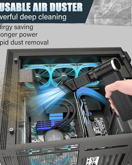 Cordless Electric Air Duster: 120,000 RPM High-Speed 4-Speed Adjustable Blower, Rechargeable Battery-Powered Dust Cleaner for PC Keyboards, Electronics, Cars & Outdoor Use (deep Black)