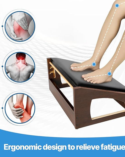 Ergonomic Foot Rest, 4 Adjustable Height Foot Stool,Footrest Under Desk， Soft Cushions, Foot Rest Office,Improving Posture, Promoting Blood Circulation（Espresso）