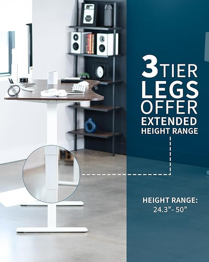 VIVO Electric 63 x 32 in Dual Motor Rustic Standing Desk, Memory Height Adjustment, 2B Series, Vintage Brown Top White Frame, DESK-KIT-2W1N