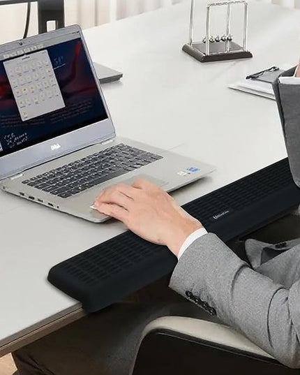 UnivoColors PostureUp L-Shaped Desk Long Wrist Rest Elbow, Non-Slip, Memory Foam, Desk Edge Support, Ergonomic Design for Long-Hour Work (23.6 * 3.9 inch One-Piece Design,Black)
