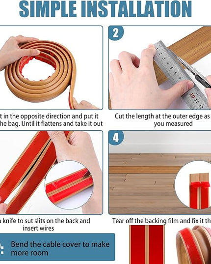 Floor Cord Covers for Wires 20FT Cable Hider Wire Cover Self Adhesive Cord Hider Floor for Offices, Homes, Workshops, Warehouses Cable Cavity 0.39" W x 0.27" H