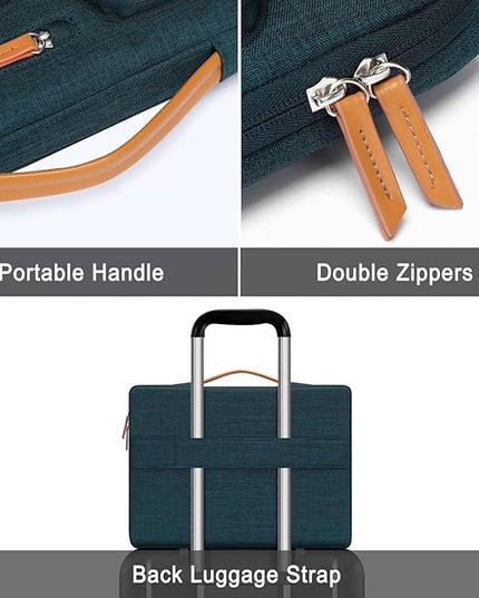 MOSISO 360 Protective Laptop Case 13 inch, 13 inch Laptop Sleeve Compatible with MacBook Air M4 M3 M2 M1 2025-2018/Pro M2 M1 2025-2016, Side Open Carrying Case with 4 Zipper Pockets&Handle, Teal Green