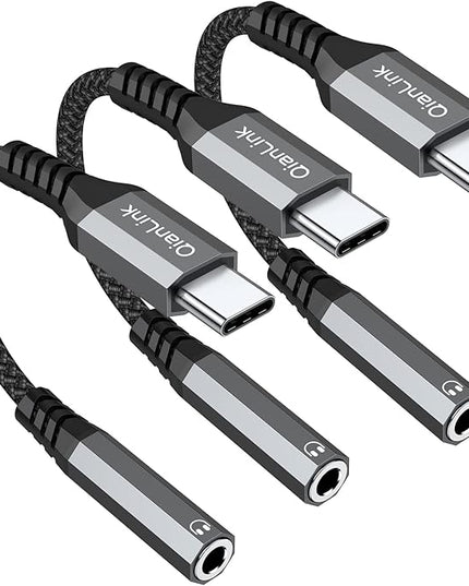 USB Type C to 3.5mm Female Headphone Jack Adapter, (3-Pack) USB C to Aux Audio Dongle Cable Cord for iPhone 15 16 17 Pro Max, Samsung Galaxy S25 S24 S23 S22 S21 S20 Ultra, Note 20, Pixel 8 9,iPad Pro