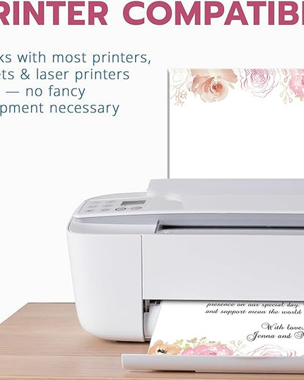 THiNKABLE Floral Stationery Paper, 50 Sheets, 8.5x11, Pink, Decorative, Writing Paper
