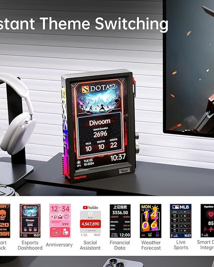 Divoom TimesFrame – 10.1" WiFi 6 Digital Picture Frame & Smart Desk Display, No Subscription | 64GB | Send Photos, Videos & AI Styles + Live Widgets (Weather, Calendar, etc)–Perfect Personalized Gift