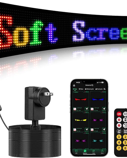 35"*8" Flexible Advertising LED Sign with 21-Key Remote and APP Control,Custom Animations, Patterns & Text,for Store,Hotel,School,Bar