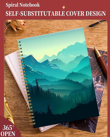 Spiral Journal Notebook for Women,A5 College Ruled Notebooks 6"x 8.4", 120 Pages Lined Journal with Premium Thick Paper,Perfect for School Office Home Gifts(Mountains Forest)
