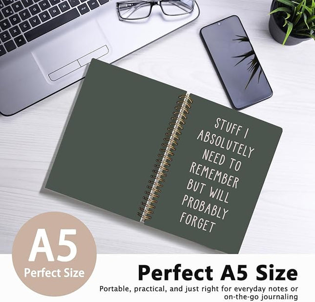 LIANGW Funny Dark Green Notebooks for Work, Funny Work Gifts for Coworkers & Boss, Coworker Office Gifts for Men Women, Fun Spiral Notebooks Journals for Writing, Funny Office Supplies 5.5x8.3 Inch