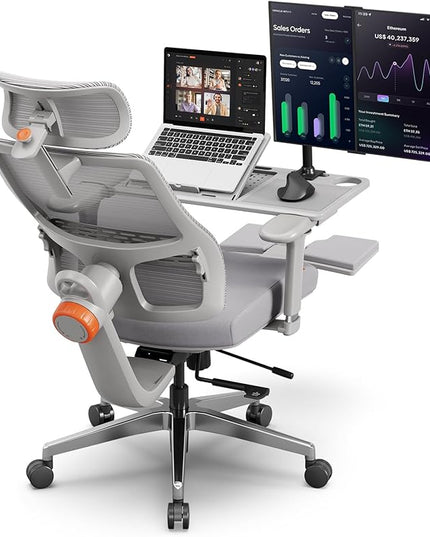 Newtral Best Ergonomic Office Chair with Adaptive Lumbar Support, Laptop Tray, Home Office Desk Chair with 4D Armrest & 5D Headrest, High Back Swivel Desk Computer Chair with Footrest