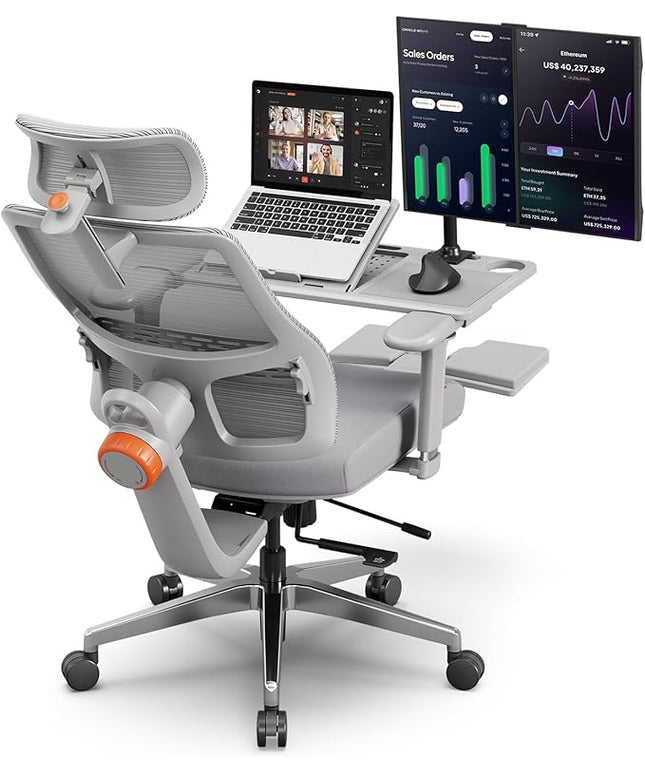 Newtral Best Ergonomic Office Chair with Adaptive Lumbar Support, Laptop Tray, Home Office Desk Chair with 4D Armrest & 5D Headrest, High Back Swivel Desk Computer Chair with Footrest