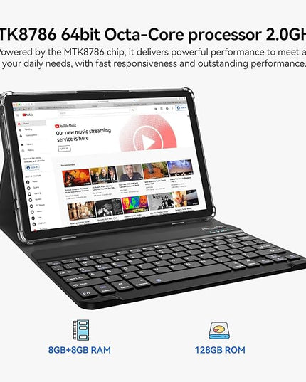 SUNTUNG Tablet, 2026 Latest 11 inch Android 15 Tablet, 5G WiFi+Cellular, MTK8786 Octa-Core, 16GB 128GB 1TB Expansion, 4G LTE Tableta, 21MP Camera, Gemini AI 2.0, Tablets with Keyboard, Mouse, Case