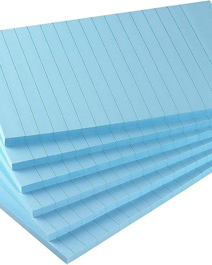 Early Buy 6 Pads Lined Sticky Notes with Lines 4x6 Self-Stick Notes Bright Color Sticky Notes, 45 Sheets/Pad (Light Blue)