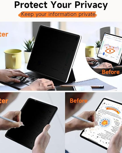 Mamol Upgrade 360° Privacy Screen Protector for Apple iPad Pro 13 inch 7th M4 2024/ 8th M5 2025, Magicsuction 4-Way Anti Spy Glare Blue Light Filter, High Sensitive/Bubble Free/Reusable