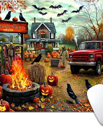 Halloween Pumpkin Lanterns Square Mouse pad, Texture, Waterproof, Anti Slip Rubber Base, Computer Mouse pad, Laptop Mouse pad