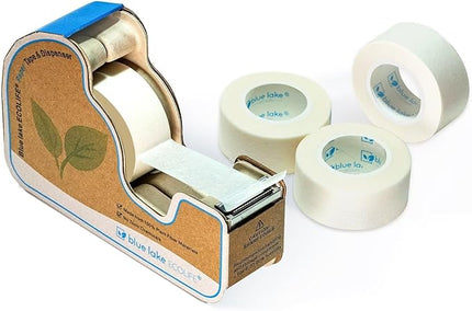 Masking Tape Dispenser，Plastic-Free Masking Tape Dispenser with 4 Rolls 3/4 in x 550 in Paper Tape, Label Tape Dispenser Desk for Masking, Labeling, Office Home School