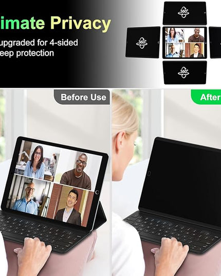 LUSA DESIGN 360°Magnetic Privacy Screen for iPad 9th/8th/7th Generation (10.2Inch,2019/2020/2021), Removable Anti Blue Light Glare Spy Private Filter, High Sensitive Bubble-Free Screen Protector