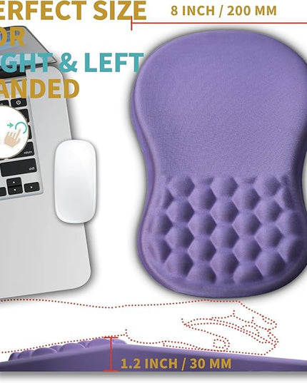 Hokafenle Ergonomic Mouse Pad Wrist Support with Massage Design, Wrist Rest Pain Relief Mousepad with Memory Foam&Non-Slip PU Base, Mouse Pads for Wireless Mouse & Desk (12x8 inch,Lavender)
