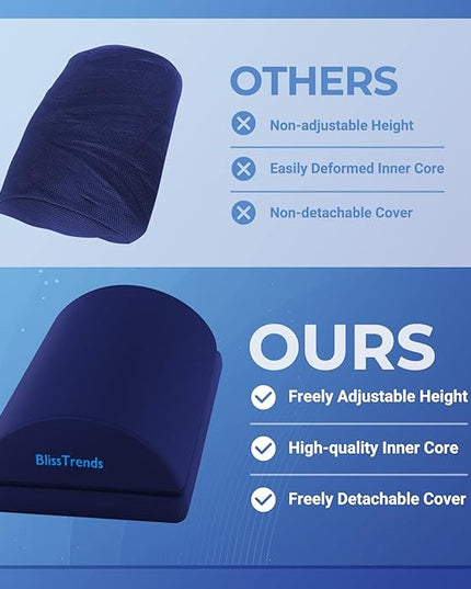 BlissTrends Foot Rest for Under Desk at Work-Versatile Foot Stool with Washable Cover-Comfortable Footrest with 2 Adjustable Heights for Car,Home and Office to Relieve Back,Lumbar,Knee Pain-Blue