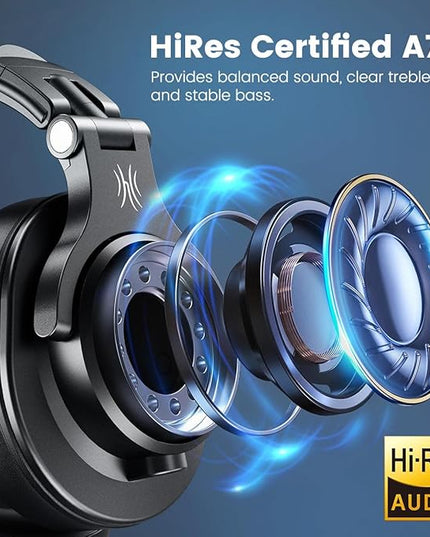 OneOdio A71 Hi-Res Studio Recording Headphones - Wired Over Ear Headphones with SharePort, Monitoring Mixing Foldable Headset with Stereo Sound, 3.5/6.35MM Jack for PC Computer DJ Guitar-Black