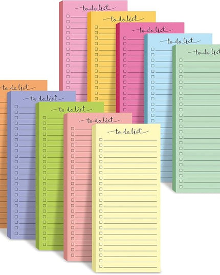 Censen 10 Pack 500 Sheets To Do List Notes Daily Checklist Notepads with 50 Sheets Each Undated Color Memo Pad Block Shopping List Pad Weekly Plan Notepad Organizer Planners(Bright Color,Lined)