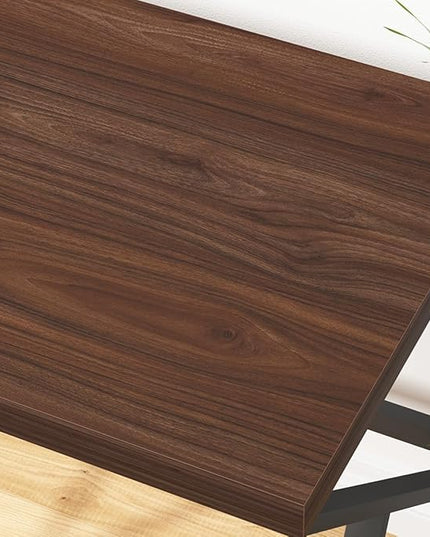 HSH Walnut Computer Desk, Industrial Modern Metal Wood Desk Workstation, Rustic Executive PC Laptop Work Desk Table for Home Office, Simple 55 Inch Writing Study Gaming Desk in Bedroom Living Room