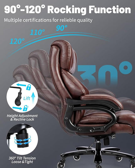 800lbs Executive Chairs, Executive Desk Chairs with Adjustable Lumbar Support, Office Chair for Heavy People, Heavy Duty Office Chair with Quiet Rubber Wheel and Extra Wide seat