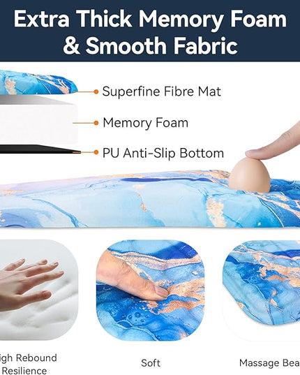 Ospelelf Mouse Pad with Wrist Rest Ergonomic Comfortable Pain Relief Mousepad Wrist Support for Computer Blue Marble