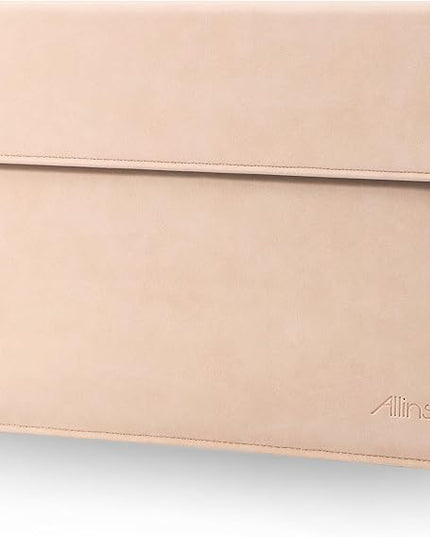 Allinside 13 Inch Laptop Sleeve Case for MacBook Air 13 2018-2025/MacBook Pro 13 2016-2022/Macbook Pro 14 2021-2024, Waterproof Matte PU Leather Horizontal Envelope Protective Case Cover, Flesh Pink
