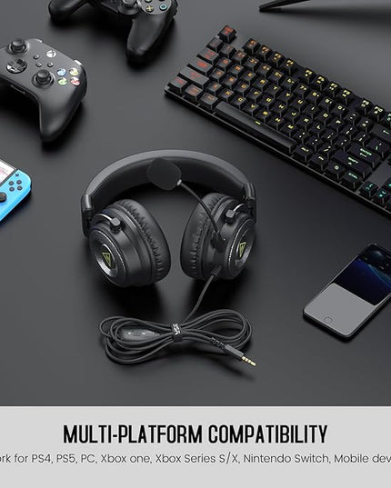 EKSA E900 Headset with Microphone for PC, PS4,PS5, Xbox - Detachable Noise Canceling Mic, 3D Surround Sound, Wired Headphone for Gaming, Computer, Laptop, 3.5MM Jack