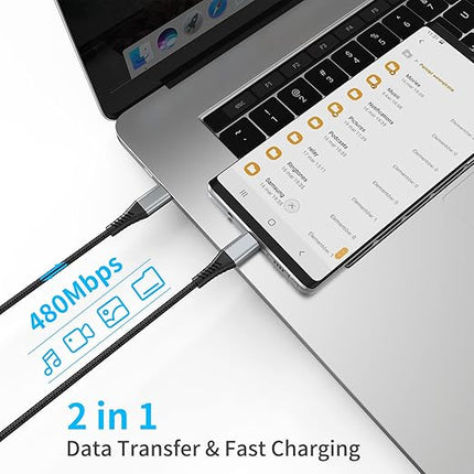 6 inch USB C to USB C Cable, 0.5ft 3-Pack Short USB Type C Charger Cable PD Fast Charging Braided Type C to Type C Cord 60W for Samsung Galaxy S234 S23, Moto G8, Google Pixel, iPhone 15 16 Pro Max
