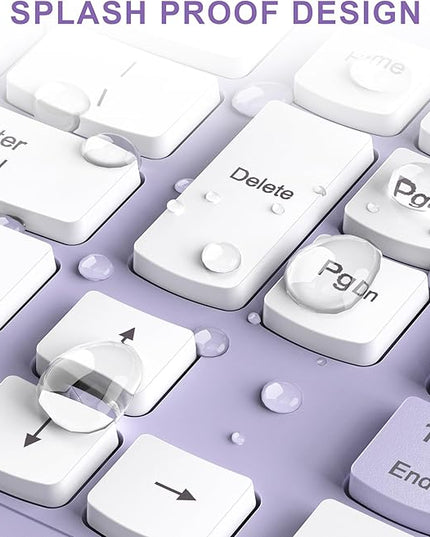 Wireless Keyboard and Mouse Combo, Full-Sized Wireless Keyboard and Adjustable DPI Mouse, 2.4GHz USB Receiver, Silent Keyboard and Mouse for PC, Windows, MAC, Desktop, Laptop(Purple)