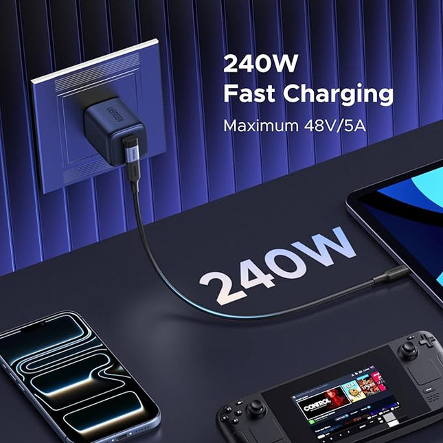UGREEN 90 Degree USB C Adapter 3 Pack,Right Angle USB C Male to Female Adapter[40Gbps,240W,8K 60Hz] Compatible for Switch 2,Steam Deck,ROG Ally,MacBook,iPhone 17/16,iPad,Thunderbolt 4